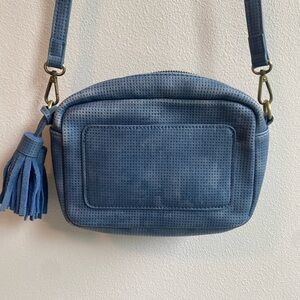 Anthropologie distressed blue vegan leather crossbody bag
